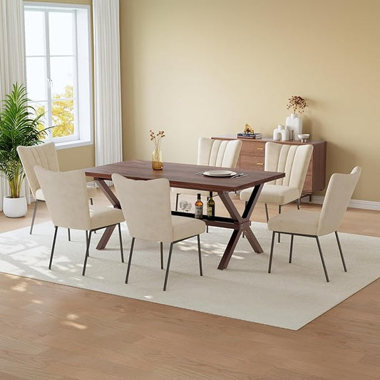 HIPIHOM 63 Inch MDF Table Set for Small Spaces, Kitchen Table with Dining Chairs, Heavy Duty Metal Legs, Ideal as a Tiny Desk Alternative, Home Office Desk