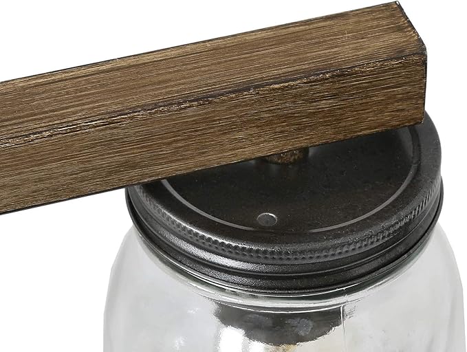 LOG BARN Rustic Bathroom Vanity Light with Mason Jar Glass, Farmhouse 4-Light Sconces Wall Lighting, Faux-Wood Finish, 29 inches