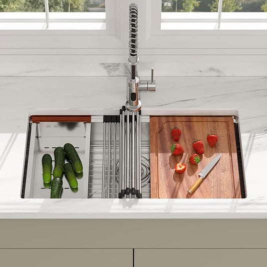 30 Inch Undermount Kitchen Sink - Beslend ADA 6 Inch Depth 30x18 Undermount Worksation Sinks Under Counter Stainless Steel 16 Gauge Mobility Friendly Sink for Wheelchair Accessible Kitchen