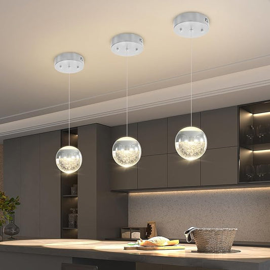 Crystal Pendant Light for Kitchen Island,Small Chandelier Lights Fixture, Hanging Lighting Ceiling Light Fixture Modern Adjustable Pendant Lighting for Dining Room Bedroom
