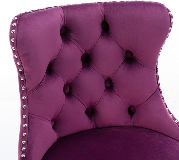Modern Dining Chair with Back, Sturdy Stable Kitchen Side Chair Set for Home Pub Restaurant Living Room and Kitchen Island, Easy Assembly Mid-Century Luxury Furniture,Purple-Foam-2pc