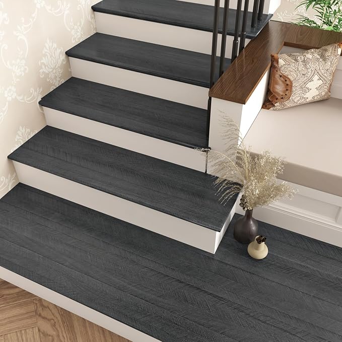 WESTICK Wood Contact Paper Peel and Stick Countertops Waterproof Black Wood Look Contact Paper for Cabinets Drawers Removable Table Dark Wooden Wallpaper Peel and Stick Vinyl Countertop 12" x 78"