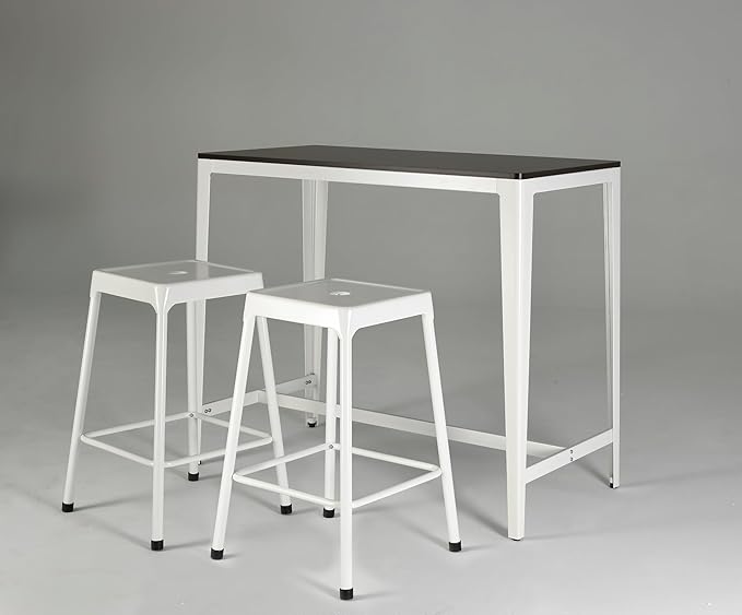 Farmhouse Style Counter Height Table Minimalist Brown White for Dining Room and Kitchen Island