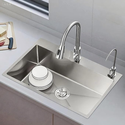 33x22 Drop in Kitchen Sink, 10" Deep Large Top Mount Single Bowl Kitchen Sinks Nano Coating Stainless Steel Kitchen Laundry Room Sinks with Accessories