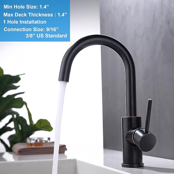 Oil Rubbed Bronze Bar Faucet Single Hole, WiPPhs ORB Wet Bar Faucets with Single Handle for Kitchen Sink and Mini Deck Mounted