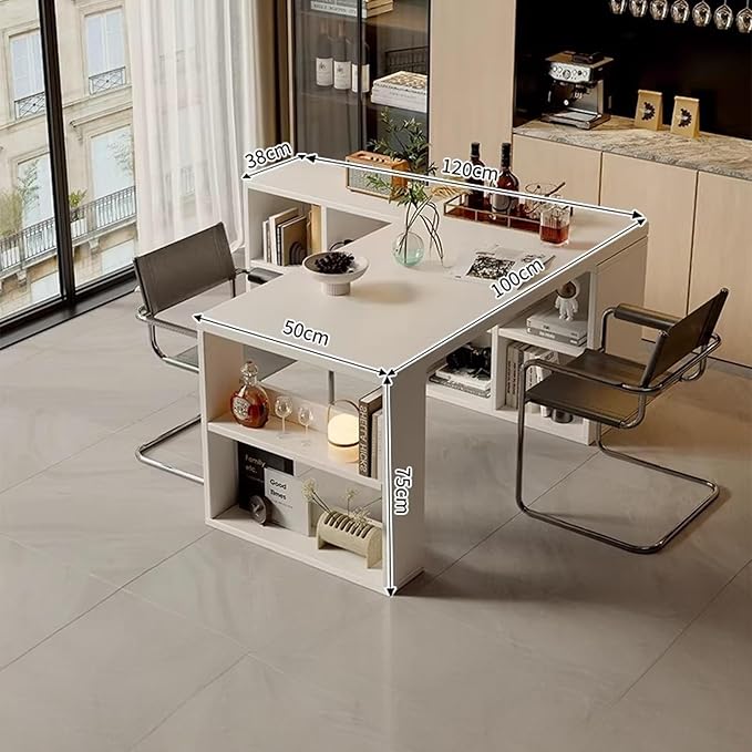 Island Table Modular Extendable Desk & Kitchen Island with Open Cubby Storage(Medium)