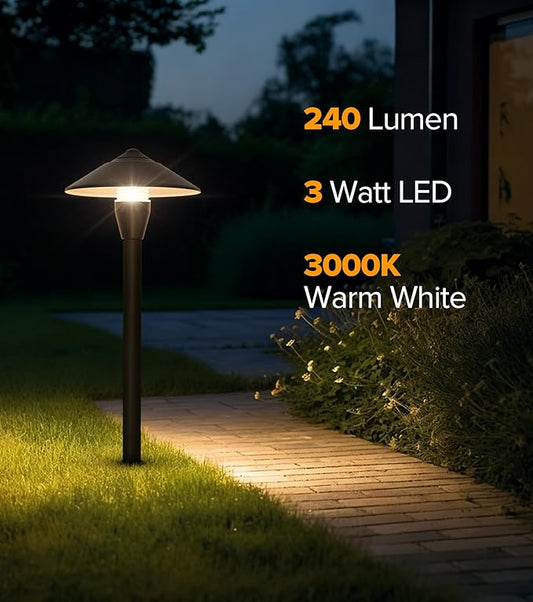 LUTEC 12V Low Voltage Pathway Lights, Die-cast Aluminum Pathway Lights with Connectors,IP65 Waterproof Outdoor Landscape Lighting, 3W 240LM Warm White 3000K for Path, Yard, Garden, 8 Pack