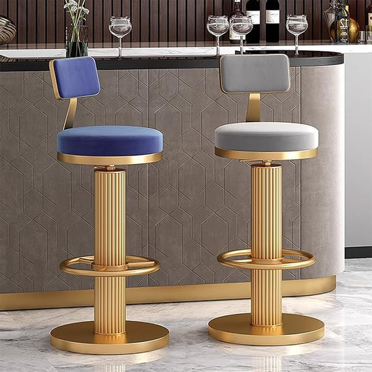 s, Adjustable Counter Height Chairs, Upholstered Chairs for Kitchen Island, Cafe, Pink,Blue-Sitting Height 6580cm