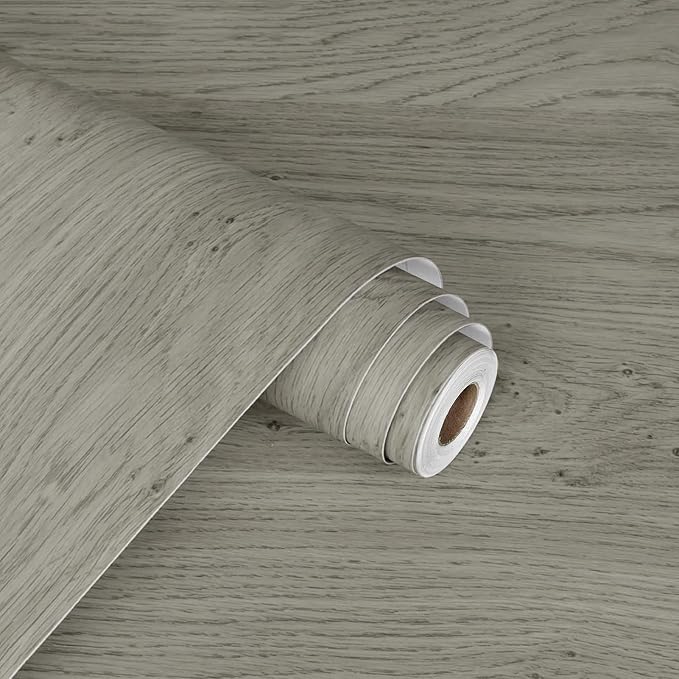 WESTICK Light Brown Wood Look Contact Paper Self Adhesive Wooden Wallpaper Peel and Stick Countertops Wood Grain Contact Paper for Kitchen Cabinet and Drawers Removable Wooden Vinyl Wrap 15.8" x 393"