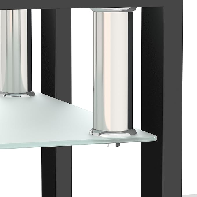 Glass End Table, Glass Side Table with Tempered Glass Top & Metal Legs, Living Room Table Modern Square Tea Table Side Tables 2-Layer for Living Room Bedroom