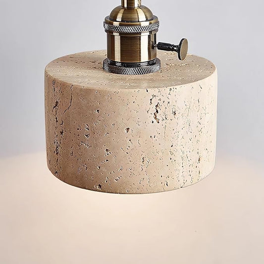 Japanese Wabi sabi Pendant Light with Natural Stone Shade, Dimmable Modern Wood Hanging Lamp Fixture, Adjustable Height Pendant Lamp for Bedroom, Kitchen Island, Dining Room, Restaurant, Cafe, Bar (F)