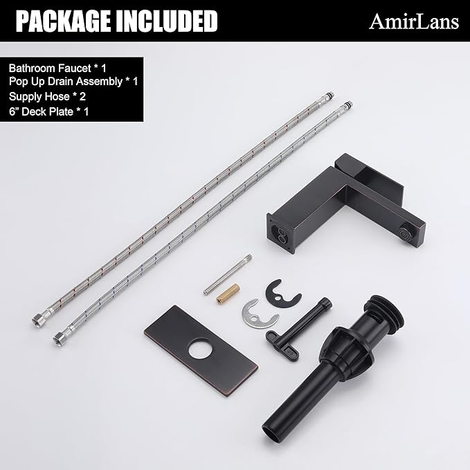 Oil Rubbed Bronze Bathroom Faucet 1 Hole, Stainless Steel Single Hole Bathroom Sink Faucet with Pop Up Drain, Bronze Lavatory Sink Faucet AML-1141-ORB