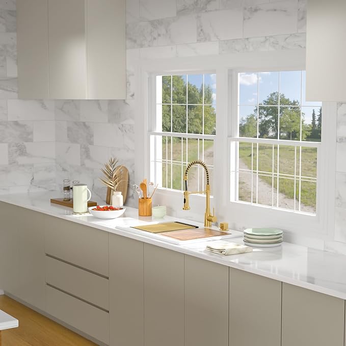 30 Granite Composite Kitchen Sink - Beslend 30x22 Drop In White Kitchen Sink, Topmount Granite Luxury Above Counter Worksation White Sinks Easy Clean Quartz Dish Basin for Kitchen Remodel