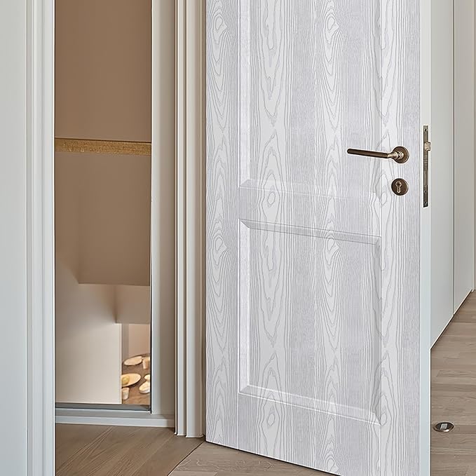 Yun-aeon White and Silver Wood Contact Paper 17.3"x200" Rustic Wooden Peel and Stick Wallpaper Removable Self-Adhesive Wallpaper Wood Grain Contact Paper for Countertops Cabinets