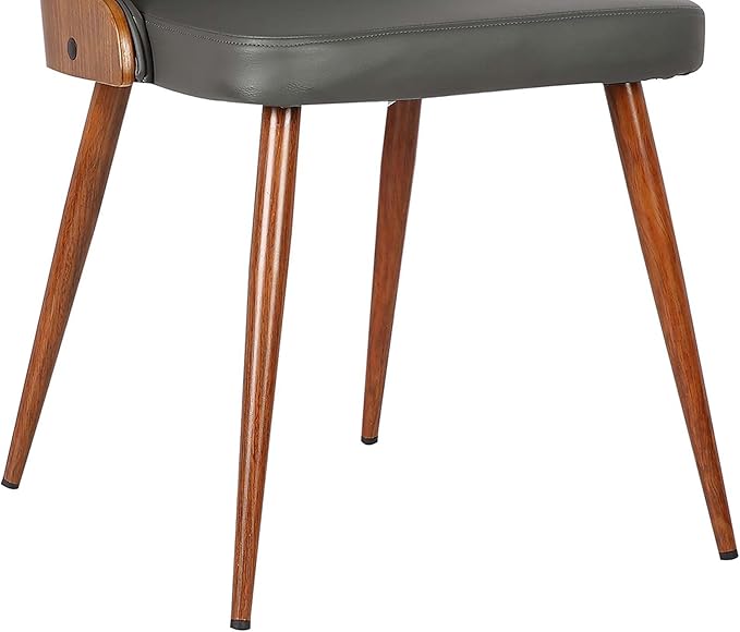 Armen Living Lily Dining Chair in Grey Faux Leather and Walnut Wood Finish 20 x 31 x 23