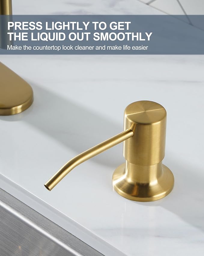 WOWOW Kitchen Faucets with Pull Down Sprayer, Gold Kitchen Faucet with Sprayer, 304 Stainless Steel High Arc Single Handle Pull Down Kitchen Faucet for Kitchen Sink Faucet with Soap Dispenser
