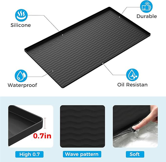 URMONA 28'' x 22'' Waterproof Silicone Under Sink Mat Cabinet and Counter Protector, Shelf Liner for Kitchen and Bathroom, Storage and Organizers, Litter Mat, Pet Cat Puppy Essentials(Charcoal)