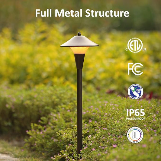 Low Voltage Path Lights, 12V 5W LED RGB Wired Color Changing Landscape Lights Outdoor for Driveway Walkway Pathway Christmas, Super Bright, IP65, ETL, Bronze, Pack of 1