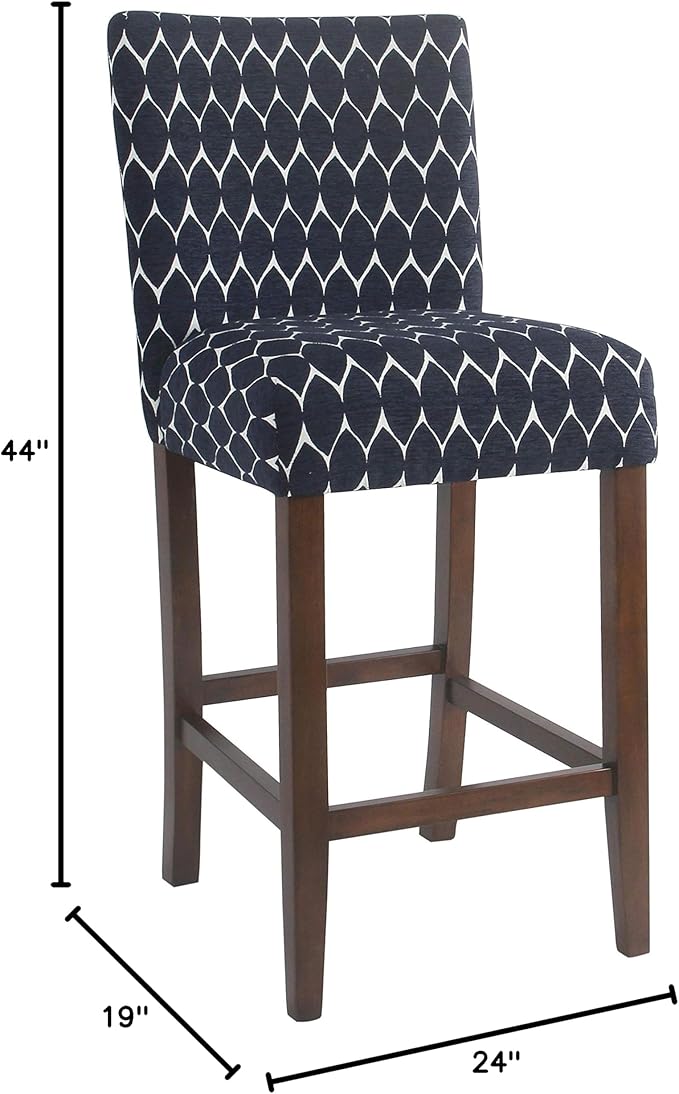 HomePop Upholstered Counter Height Barstool, 29-inch, Textured Navy