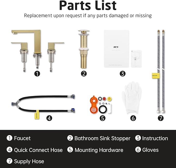 KES Gold Bathroom Faucet 3 Hole, 8-inch Widespread Brushed Gold Sink Faucet for Bathroom Vanity 2 Handle, with Metal Pop Up Drain No Overflow and cUPC Supply Line, L4350LFF12-BZ-C2