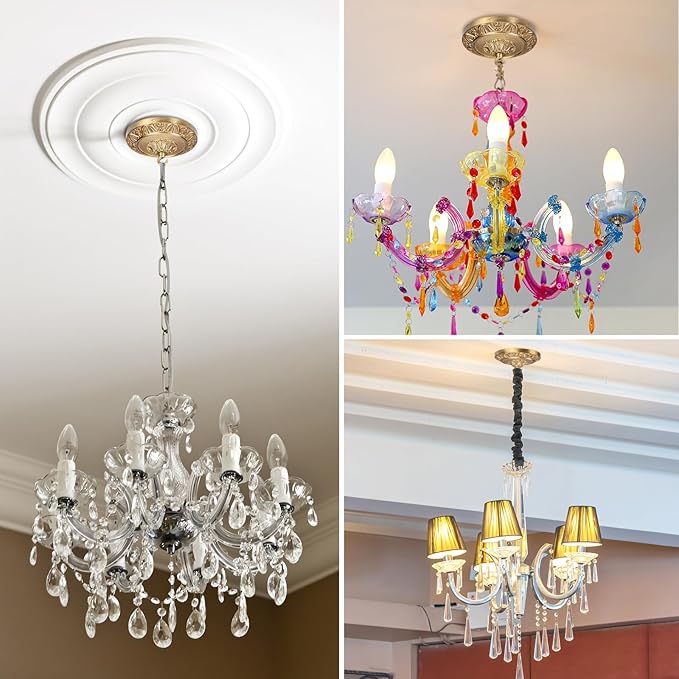 6 Inches Vintage Brass Ceiling Canopy Plate, Antique-Style Mounting Kit for Pendant Lights Chandeliers