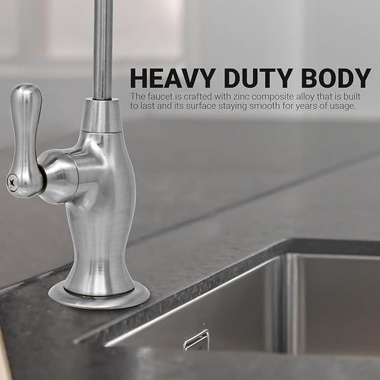 Metpure Non-airgap NSF Certified RO Faucet Reverse Osmosis Drinking Water Filtration System Water Dispenser Spout (Brushed Nickel). Vase Style with Faucet Wrench.