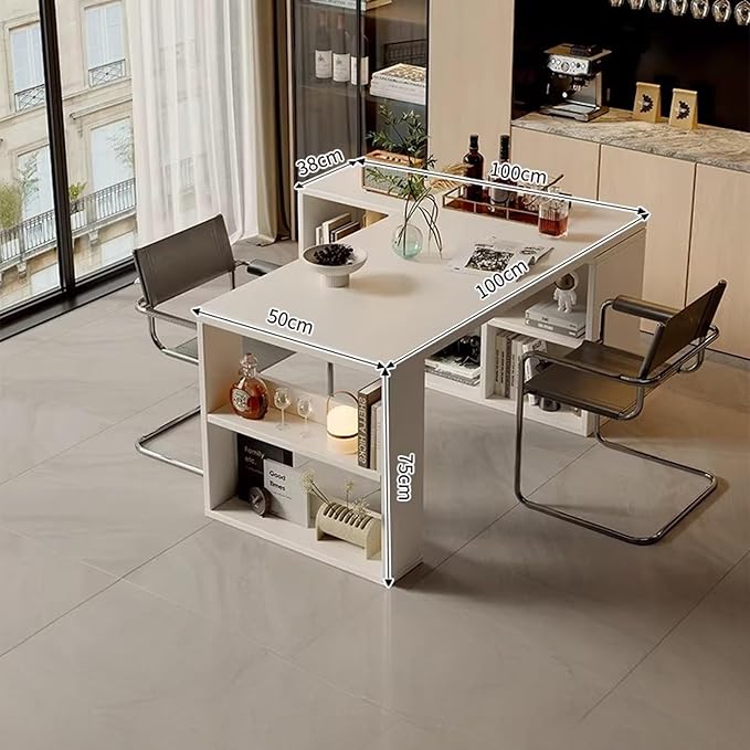Island Table Modular Extendable Desk & Kitchen Island with Open Cubby Storage(Small)