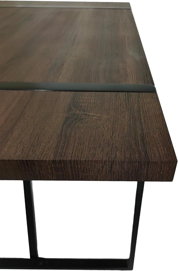 55" Stain-Resistant Dining Table, Kitchen Table with Metal Legs, Dinner Tables with Stable Frame for Dining Room & Living Space, Walnut