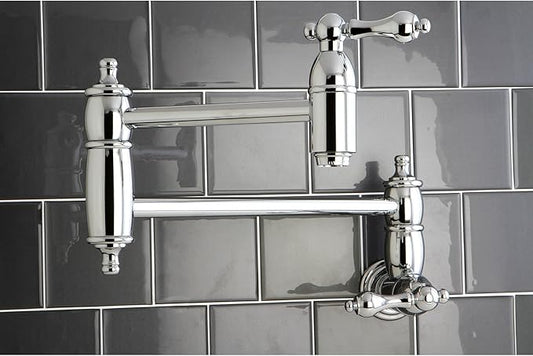 Kingston Brass KS3101AL Pot Filler, Metal Lever Handle, Polished Chrome,8-1/8-Inch Spout Height