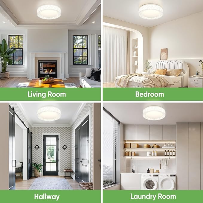 Lightania 12 Inch Flush Mount Ceiling Light, Modern White LED Ceiling Light Fixture, 20W 1400LM 2700-6500K Adjustable, Dimmable Ceiling Lights for Bedroom, Kitchen, Hallway, Bathroom, ETL