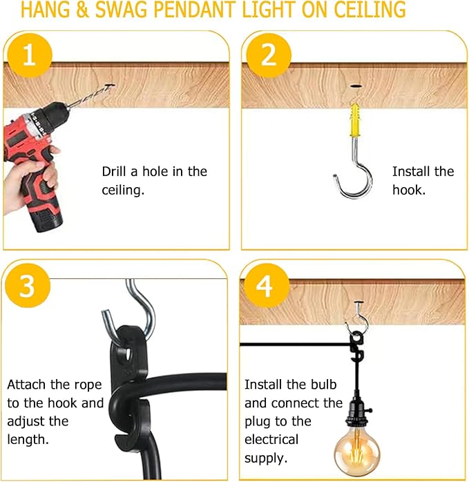 DITEDY 3-Light Plug in Pendant Light Kit, Hanging Lights with Plug in Cord 21FT Hanging Lamp Cord with On/Off Switch, DIY Vintage Black Pendant Lamp E26 Socket for Bedroom Kitchen Island