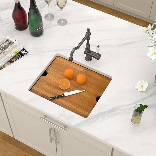 Dcolora 21 In. Black Granite Composite Small Kitchen Sink, Single Bowl Workstation Undermount Prep Sink, Quartz Bar Sink, 21"x18"x9.65" #DC-GBUS25472