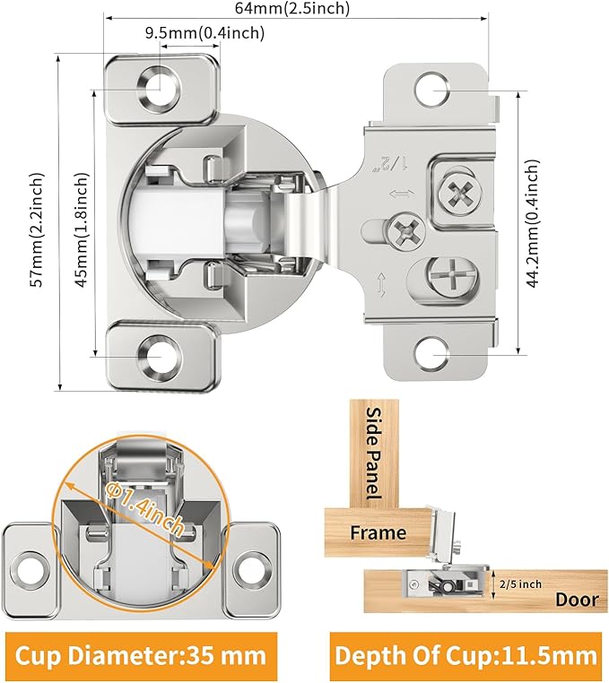 Chibery 50 Pack 1/2" Overlay 3D Soft Close Concealed Hinge, Face Frame Door, Small Angle Slow Close, Self Closing Hidden Satin Nickel, 105° Concealed Stainless Steel Hinges for Kitchen Cabinet Door