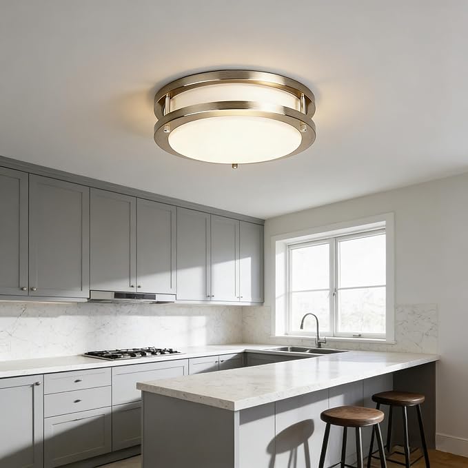 27W Dimmable LED Flush Mount Ceiling Light Fixture, Ceiling Lights for kitchen, Bedroom, Bathroom, 3000K/4000K/5000K Adjustbale, Super Bright 27000LM