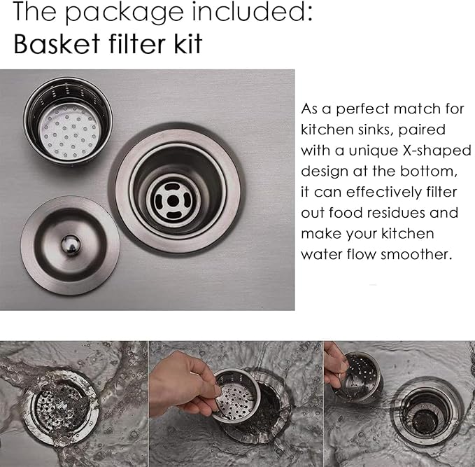 KINGO HOME Black Bar Sink Drop In,15 x 15 Inch Topmount RV 16 Gauge Gunmetal Black Stainless Steel Single Bowl Small Kitchen Sink,Outdoor Handmade Stainless Steel Wet Bar Perp Sink with Drain