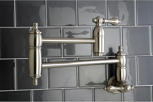 Kingston Brass KS3108AL Restoration Pot Filler, Brushed Nickel,8-1/8-Inch Spout Height