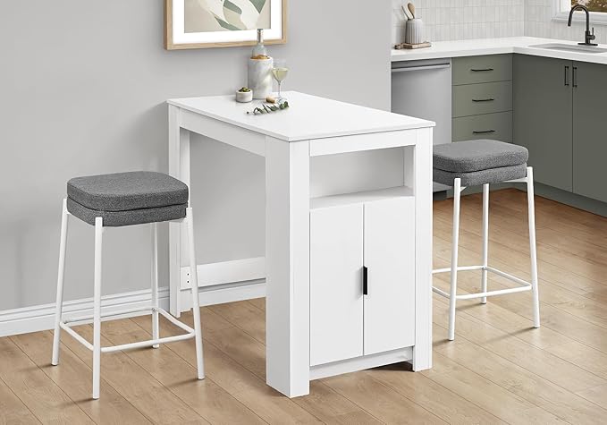 Monarch Specialties I 1202 Dining Table, 48" Rectangular, Counter Height, Kitchen, Small, Storage, White Laminate