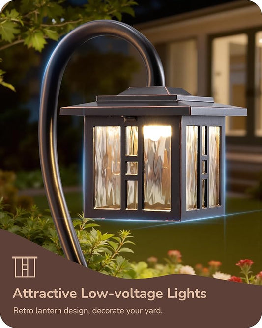 EDISHINE Low Voltage Landscape Lighting, 3W 185LM Oil-Rubbed Bronze Outdoor Landscape Path Lights, Low Voltage Pathway Lights for Garden Driveway, Die-Cast Aluminum, 50,000H, 12-Pack
