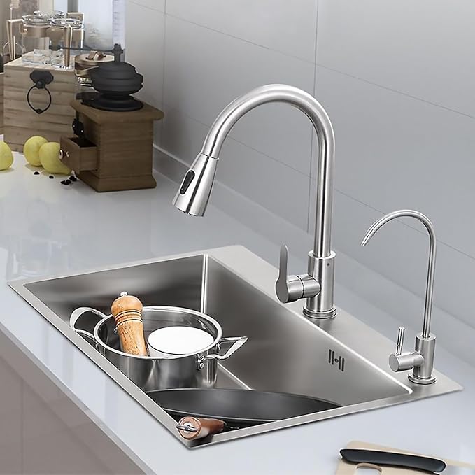 33x22 Inch Topmount or Drop In Kitchen Sink Worktation, Stainless Steel Single Bowl Sink with Drainpipe for RV, Prep Kitchen