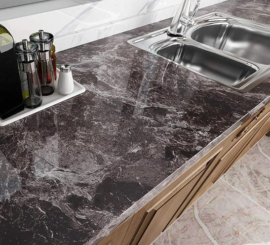 Livelynine 36 Inch Kitchen Countertop Contact Paper Waterproof Dark Marble Contact Paper for Countertops Peel and Stick Wallpaper Bathroom Counter Top Vinyl Wrap Laminate Desk Table Cover Removable