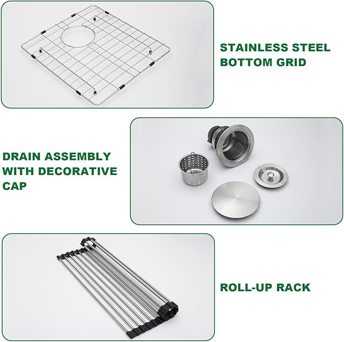 Sarlai Undermount Laundry Sink 23 Inch - 13 Inch Deep Undermount Laundry Utility Sink 23 x 19 Inch Single Bowl 16 Gauge Stainless Steel Laundry Tub Sinks