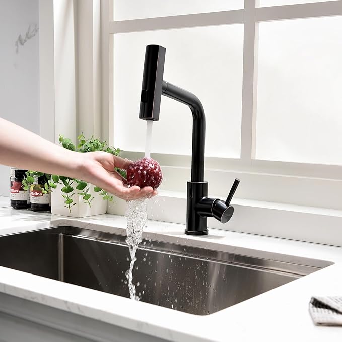 GIMILI Oil Rubbed Bronze Touchless Kitchen Faucet with Pull Down Sprayer, 15” Hight Single Hole Handle Kitchen Sink Faucets
