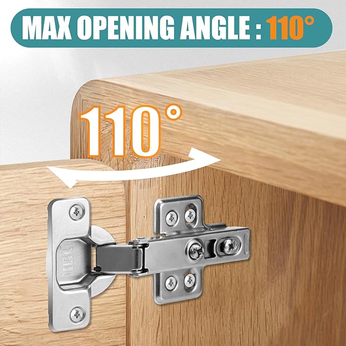 HBL' 10 Pack Soft Close Cabinet Hinges European Kitchen Cabinet Hinges for Frameless Cabinet Door, 35MM Quick Release Cup Hinges, 110° Full Overlay, 3D Adjustable and Slow Close Hinges