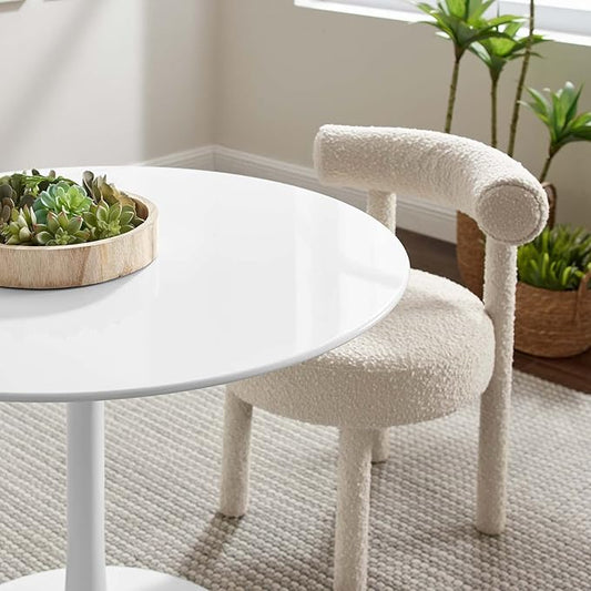 Modway Lippa Round 40" Mid-Century Modern Dining Table in White