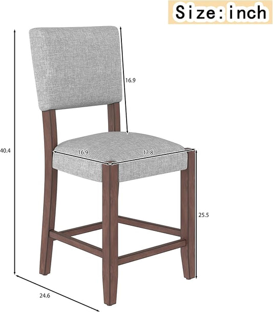 Mid Century Modern Bar Stools Set of 4, 40.4" Counter Stools with Back, Linen Upholstered Barstools Chairs for Kitchen Island Dining Room, Beige,Grey,for Living Room
