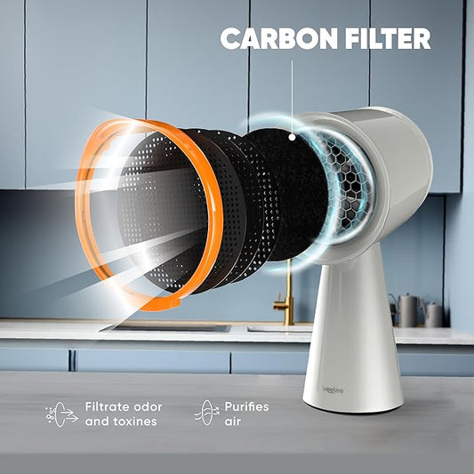 Breetee Carbon Filters Set - 6 Pack Replacement Filters for Breetee Portable Range Hoods - Efficient Odor Removal - 4,7 IN Circle Charcoal Filter for Range Hood Black