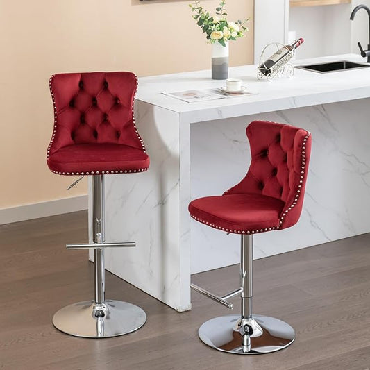 Modern Dining Chairs, Mid-Century Kitchen Table and Chairs with Sturdy Stable Base, Easy Assembly Luxury Furniture for Dining Room, Home Pub and Kitchen Island,Burgundy-Foam-setof2