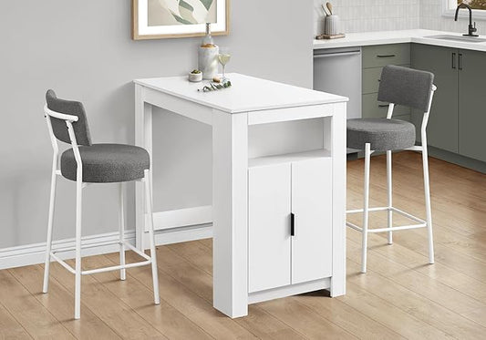 Monarch Specialties I 1202 Dining Table, 48" Rectangular, Counter Height, Kitchen, Small, Storage, White Laminate