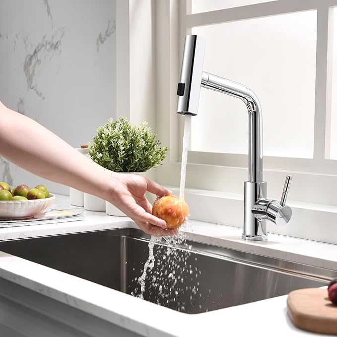 GIMILI Chrome Touchless Kitchen Faucet with Pull Down Sprayer, 15” Hight Single Hole Handle Kitchen Sink Faucets
