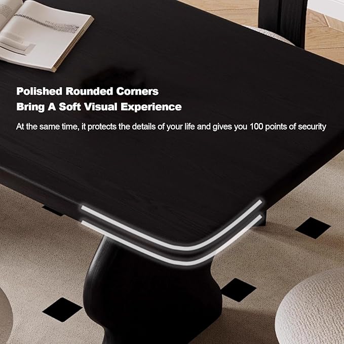 Kitchen Tables, Ripple Shape Modern Dining Table, Wood Dining Room Table for 4-6, Wood Furniture, Computer Office Desk Workstation for Family,Kitchen,Dining Room,Conference Room,Large